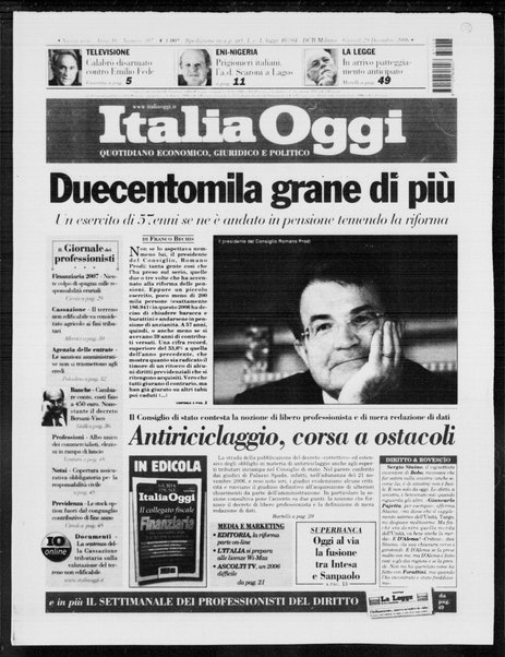 Italia oggi : quotidiano di economia finanza e politica